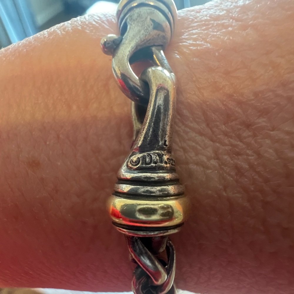 David Yurman 6mm Wheat Chain Bracelet, 925 silver & 585 14k gold. 25g. - Picture 11 of 12